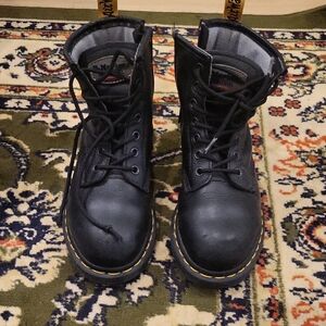 Dr. Martens Industrial Black Boots with Yellow Stitching